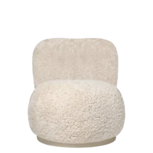 Rico Piccolo Lounge Chair in sheepskin Moonlight with swivel base