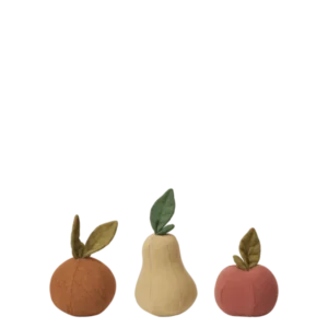 Edi Play Fruits set of 3 in multi, soft orange, pear and apple with leaves