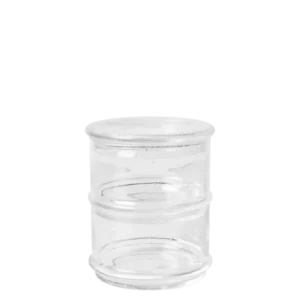 Boya Stackable Containers in clear with bubbles, stacked with a shared lid