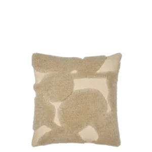 Cilla Tufted Cushion in off-white and parchment with tufted abstract floral pattern