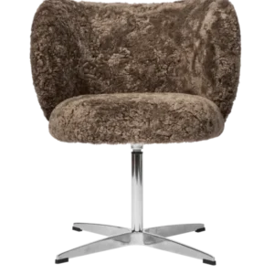 Rico Dining Chair in Sahara sheepskin with swivel base