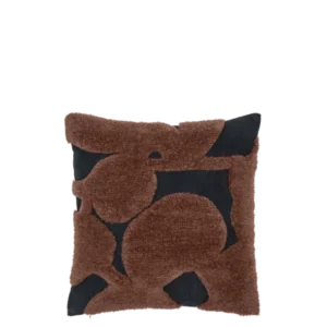 Cilla Tufted Cushion in black/dark chocolate with tufted floral pattern