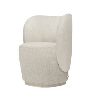 Rico Club Chair with swivel base in off-white/sand soft bouclé