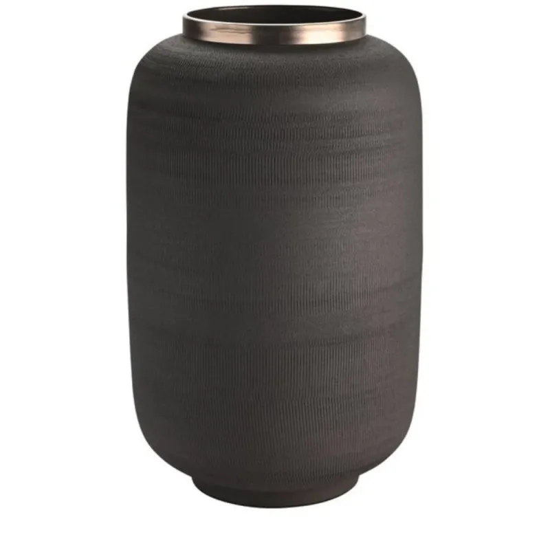 Vase Metall strukturiert schwarz 40 cm