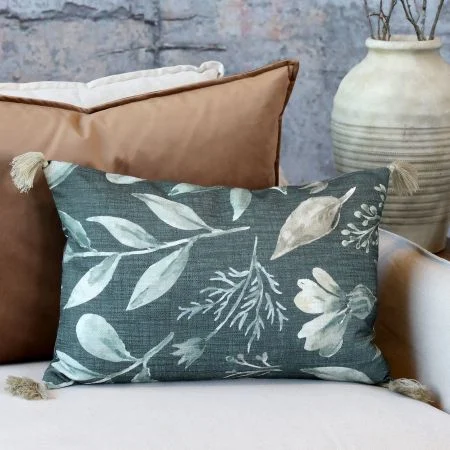 Kissenbezug mit Quasten und Blättermuster 50x35 cm – Chic Antique