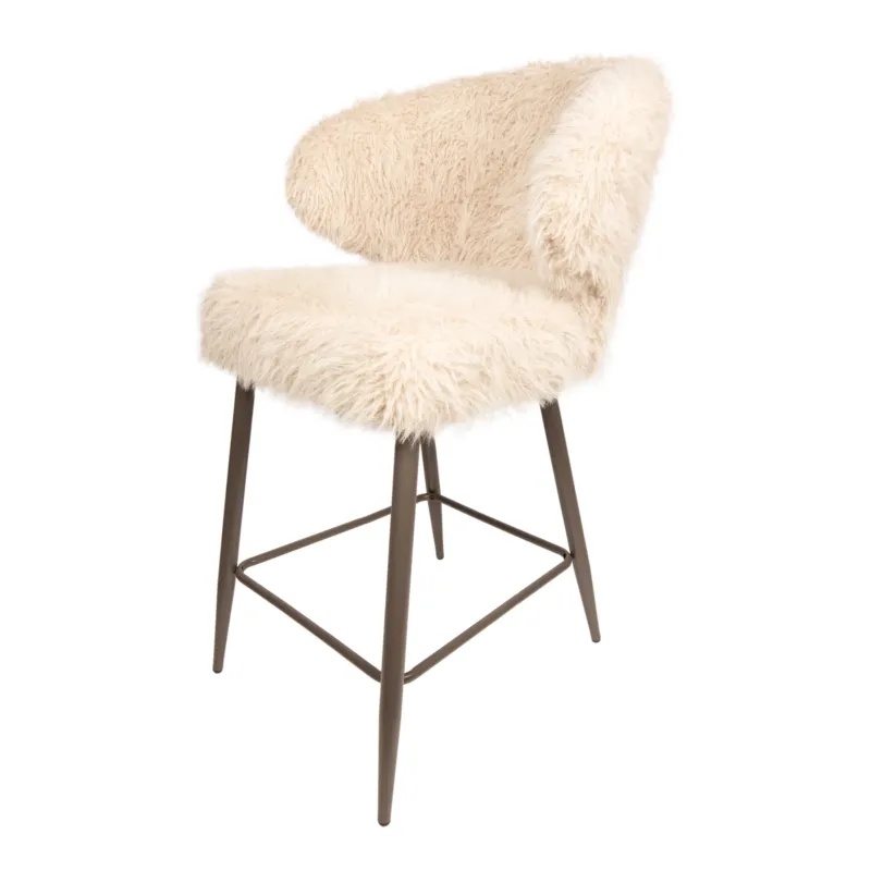 Stuhl von PTMD, stuhl aus Stoff in Beige mit Metallgestell im modernen Design, komfortabel. Ideal für Essbereich oder Küche.