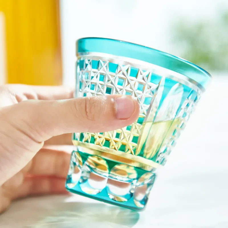 Emerald Checkered Whiskey Glass
