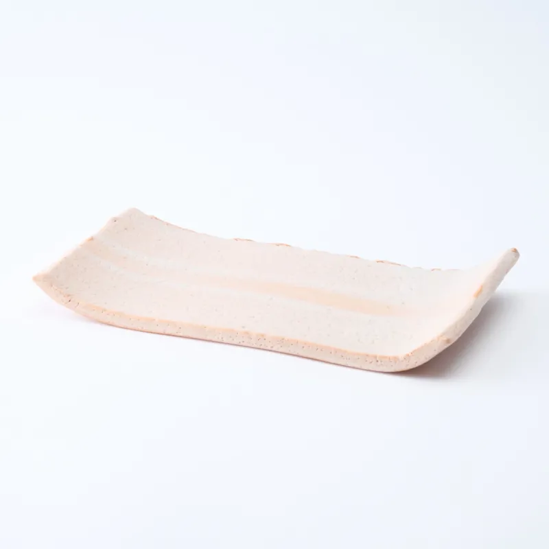 Shino Blush Flat Rectangular Dinner Plate