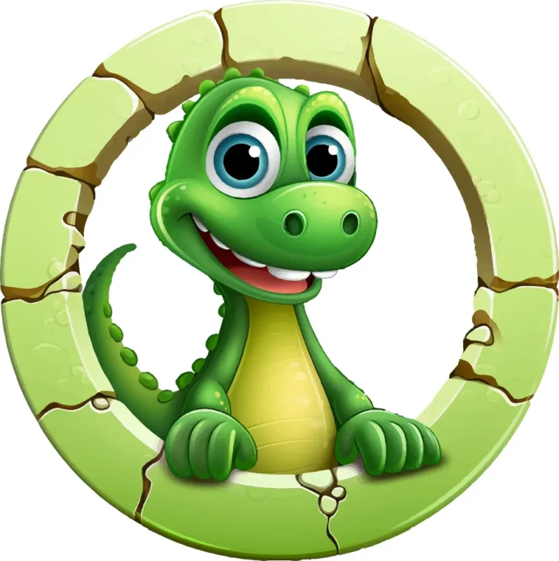 Motivtransfer 2756 Grüner Dino schaut durch die Wand