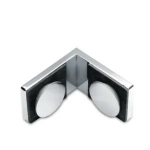 Winkelverbinder Glas-Glas 90 Grad fuer zwei feststehende Duschglasscheiben, Chrom poliert glaenzend