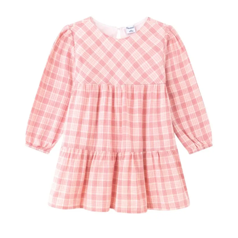 Langärmliges kariertes Make-up-Kleid für Mädchen