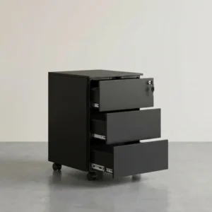 Metallschubladenschrank mit 3 Schubladen – Kompakter Büroschrank auf Rollen – Robustes und sicheres Design
