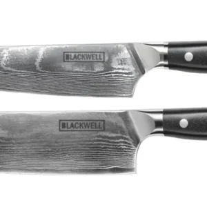 Blackwell Messerset (Kochmesser + Gemüsemesser / Nakiri-Messer) – Japanischer Stil – 67 Lagen Damaszenerstahl – VG10 – 2-teilig