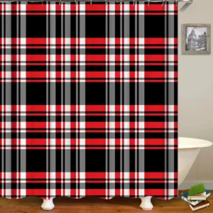 Classic Red Black White Gingham Pattern Shower Curtains