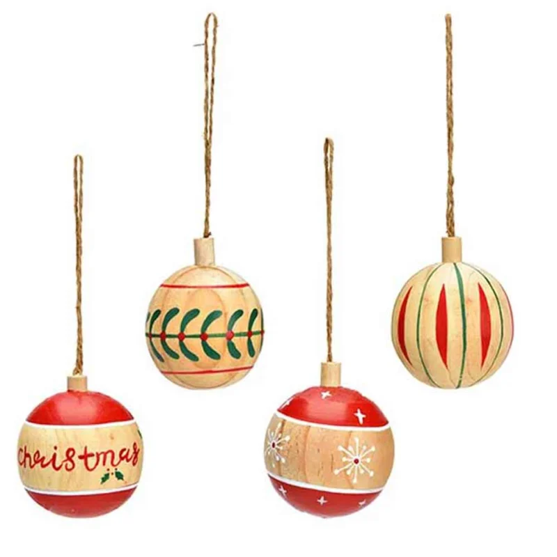 G. Wurm - Weihnachtshänger Kugel aus Holz natur handbemalt