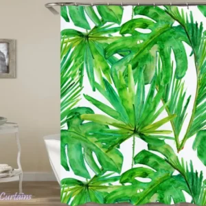 Green Leaves Drawing - green shower curtain