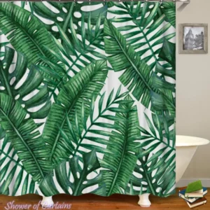 Green Leaves Painting - tropical shower curtains