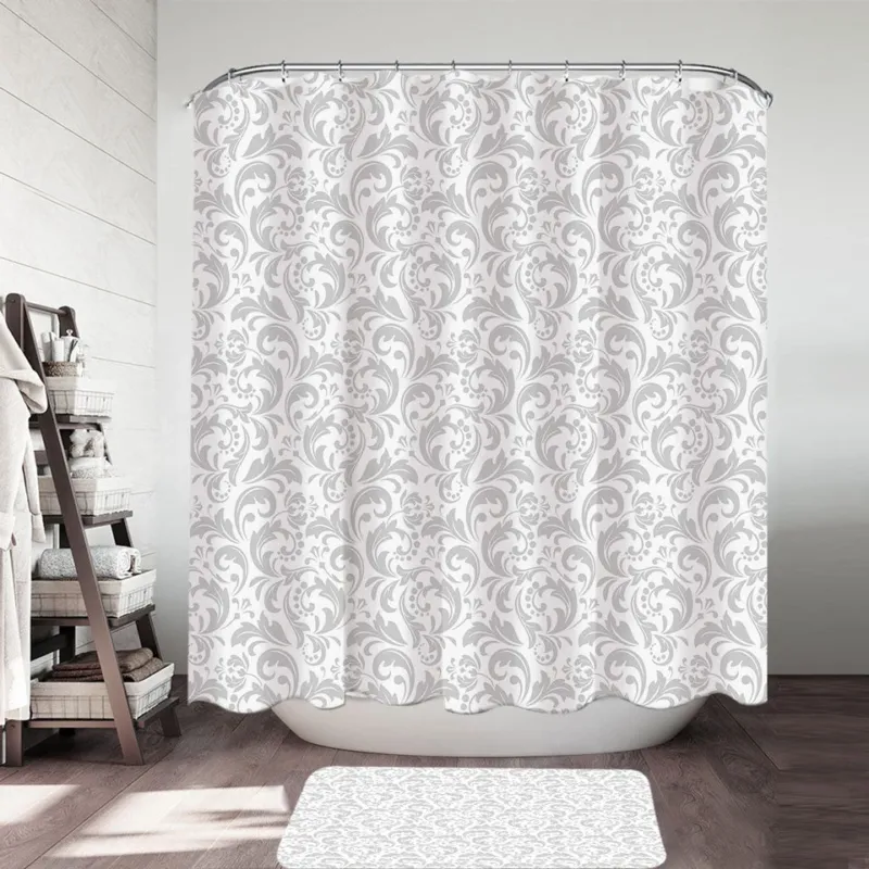 Grey Pattern Shower Curtains of Royal Floral