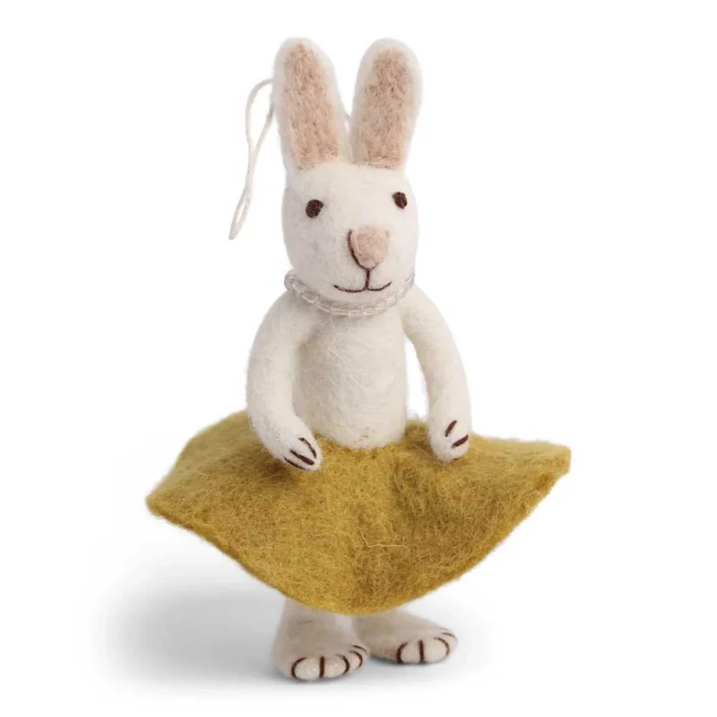 Gry & Sif - Weißer Hase Filz mit ockernem Rock
