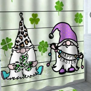 Happy St Patricks day and Easter Shower Curtains with Gnome and Dwarf