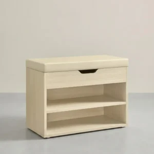 Truhenbank mit Sitzpolster – Schuhbank mit Klappe und Fächern – 60 cm – Multifunktional & Bequem