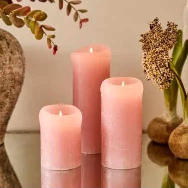 Stumpenkerze Rustik Ø7 cm - Rosa - Mehrere Größen