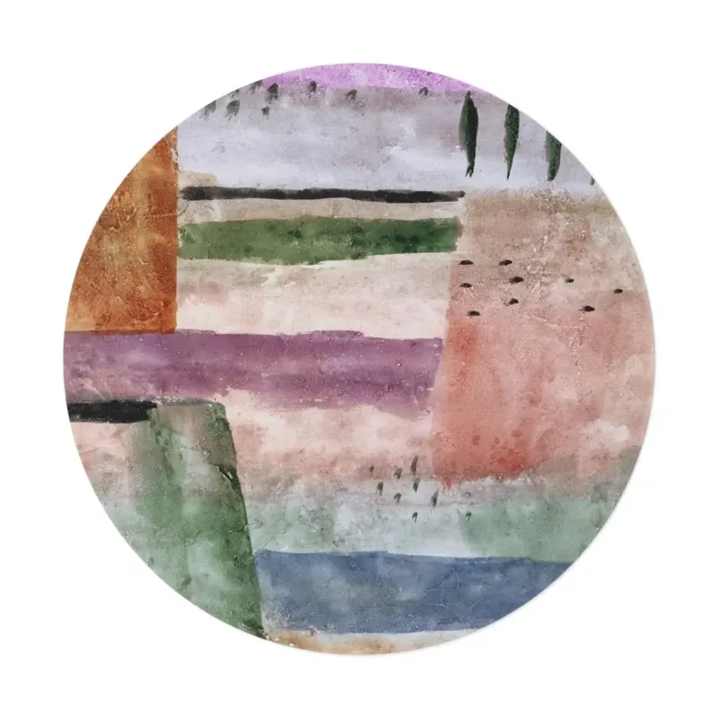 Paul Klee Landscape with Poplars round mat in minimalist interior