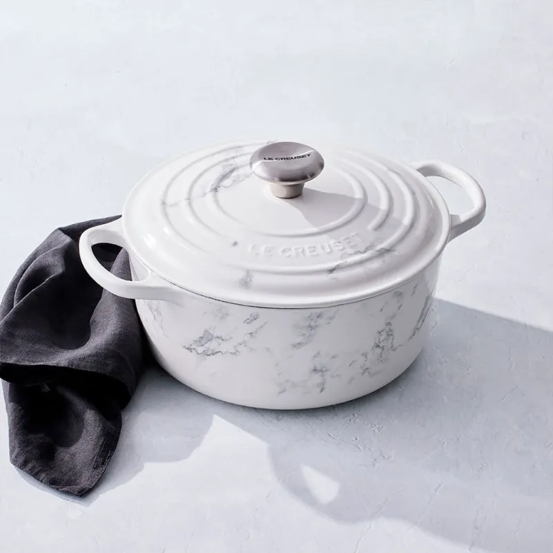 Cocotte de hierro White Marble Le Creuset (Edición Limitada)-LEC21177248691430