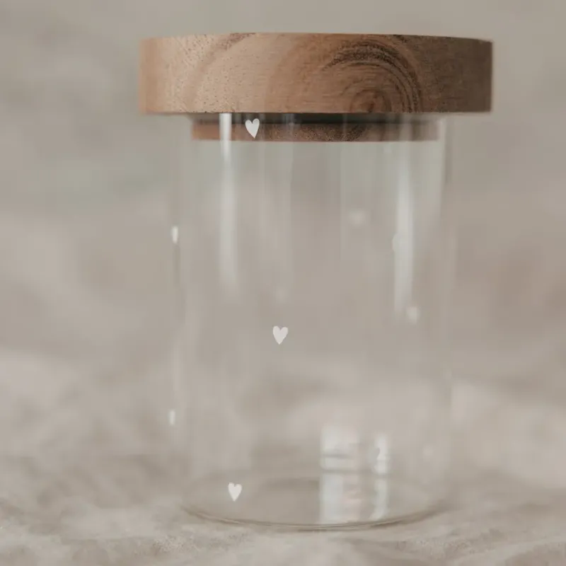Eulenschnitt - Mini Vorratsglas Herzen weiß