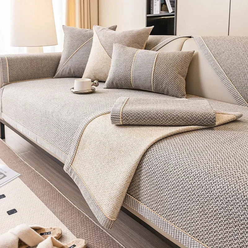 NATURWEFT Non-Slip Cotton-Linen Sofa Cover - Breathable Couch Slipcover for Year-Round Comfort 3