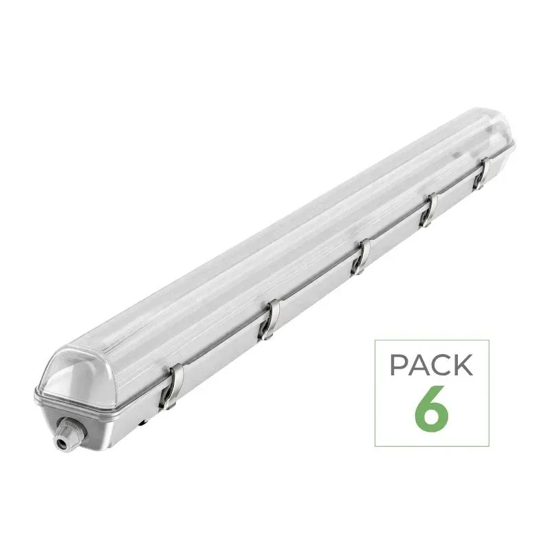 Kit de Réglette LED IP65 + Tube Néon LED 120cm T8 18W - Pack de 6