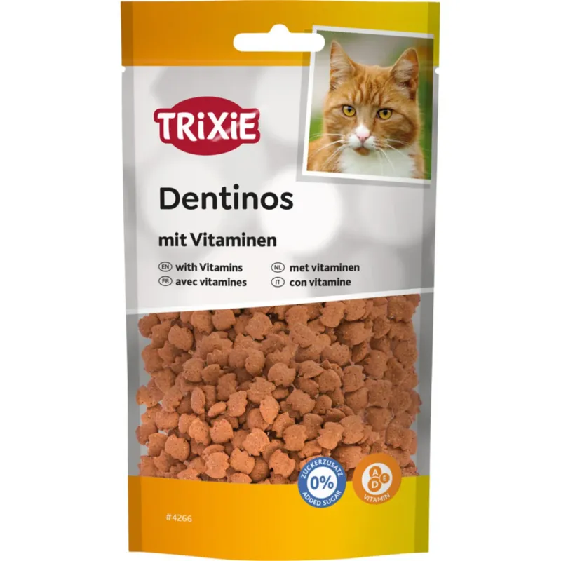 TRIXIE Denta Fun Dentinos Zahnpflege Leckerlies für Katzen – Gesunde Zähne & frischer Atem – 50 g