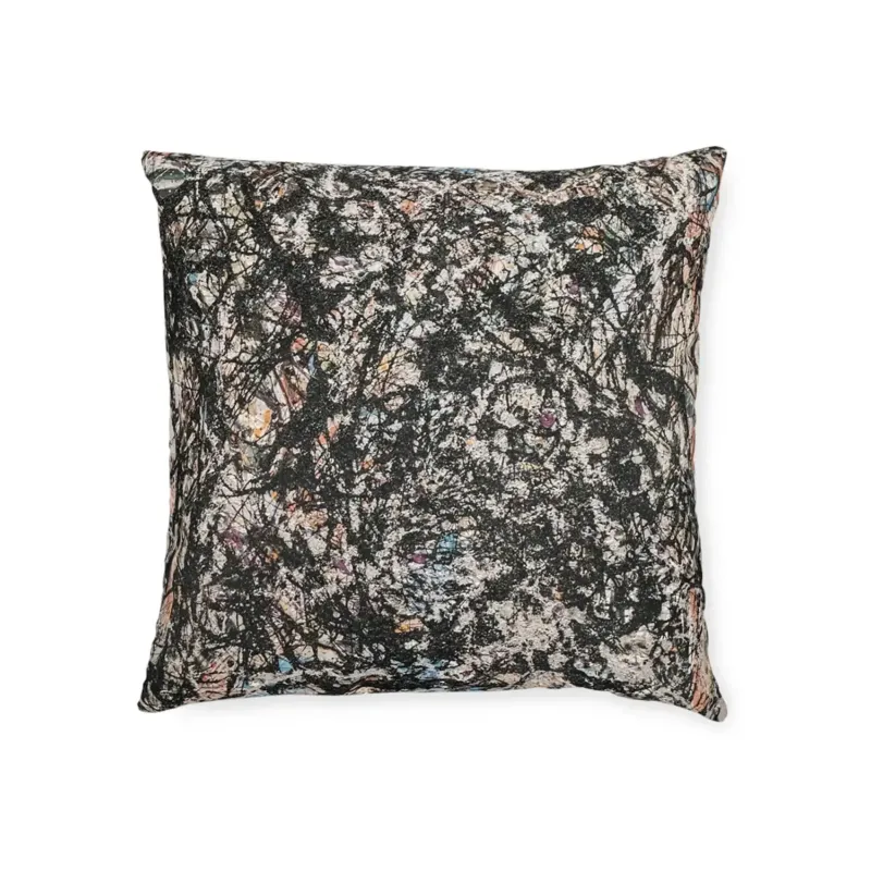 Sea Change pillow inspired by Jackson Pollock 1947 abstract expressionism artwork