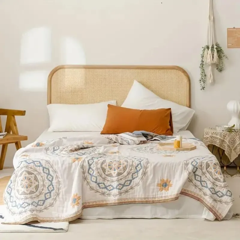 Serene Mandala - 100% Cotton Boho Throw Blanket for Stylish Comfort 0