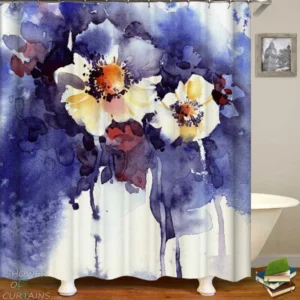 Shower Curtains with Artistic Flowers in Purple