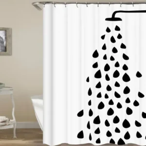 Shower Curtains with Black and White Shower Head