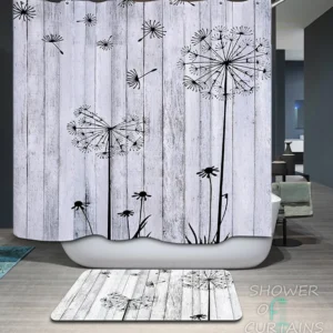 Shower Curtain Black And White Groundsel's Seeds