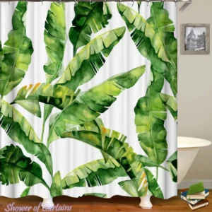 Tropical Banana Leaves Shower curtian