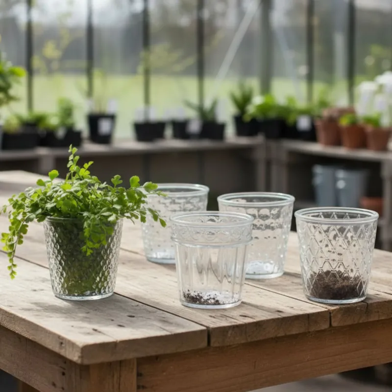 Kräuter-Übertopf aus Glas – sortiert
