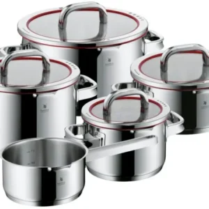 WMF Topfset Function 4 – Edelstahl – 5-teilig – Stielkasserolle ø 16, 20, 20 und 24 cm sowie Stielkasserolle ø 16 cm