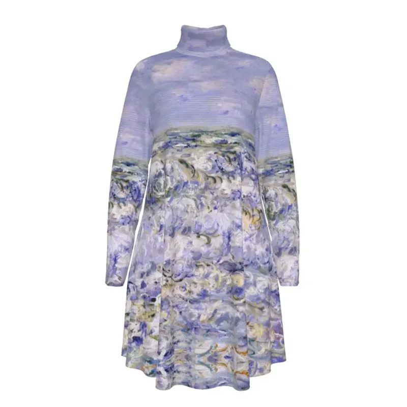 Waves Breaking Monet high neck dress front view