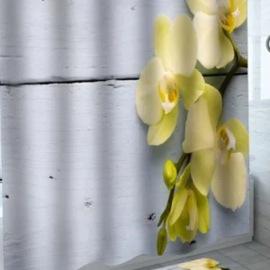 Yellow Flowers Orchid Shower Curtains