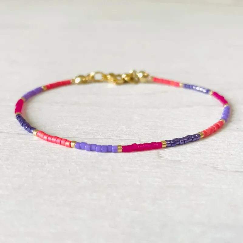 Damen Armband Single 'Miyuki Perlen' lila/rot