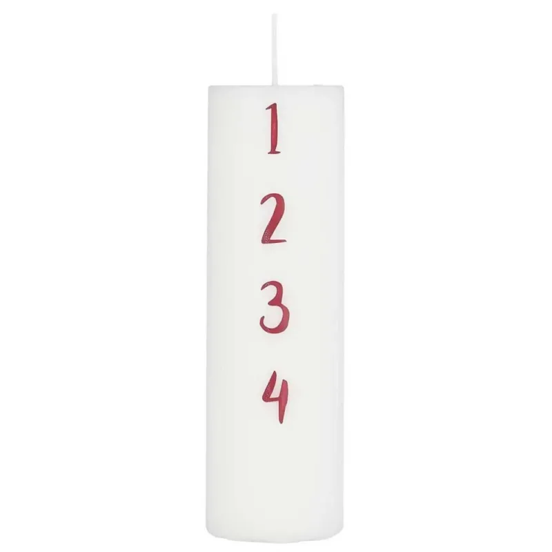 Ib Laursen - Adventkerze 1-4 weiss mit roten Zahlen