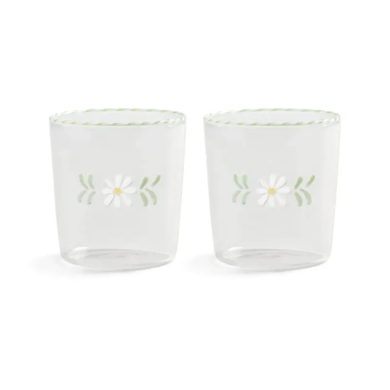 &Klevering - Glas flora wit set van 2 Drinkglazen &Klevering