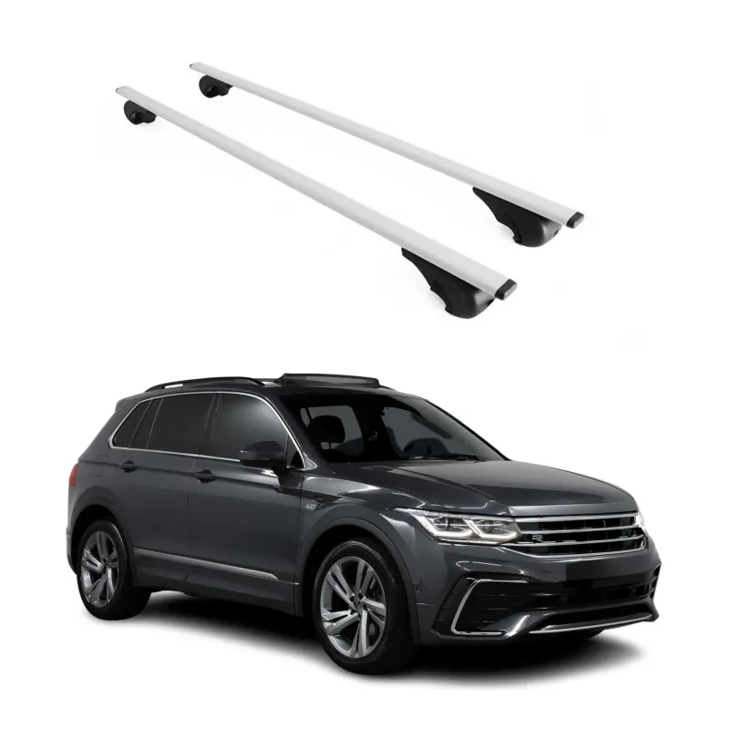 Dachträger Grundträger für VW Tiguan mk2 2016-2024 75kg Stahl Silber 2 tlg
