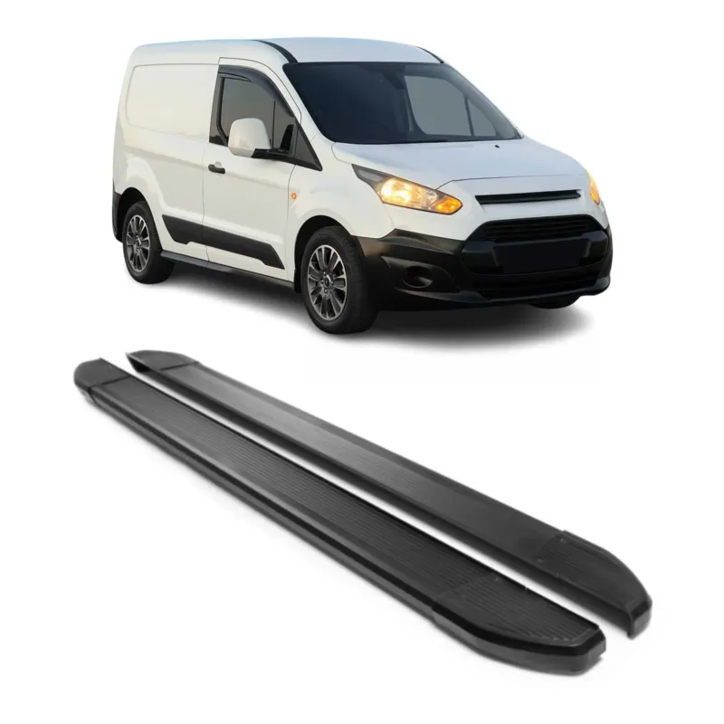 Alu Seitenschweller Trittbretter für Ford Connect 2014-2024 Kurzer Schwarz 2tlg