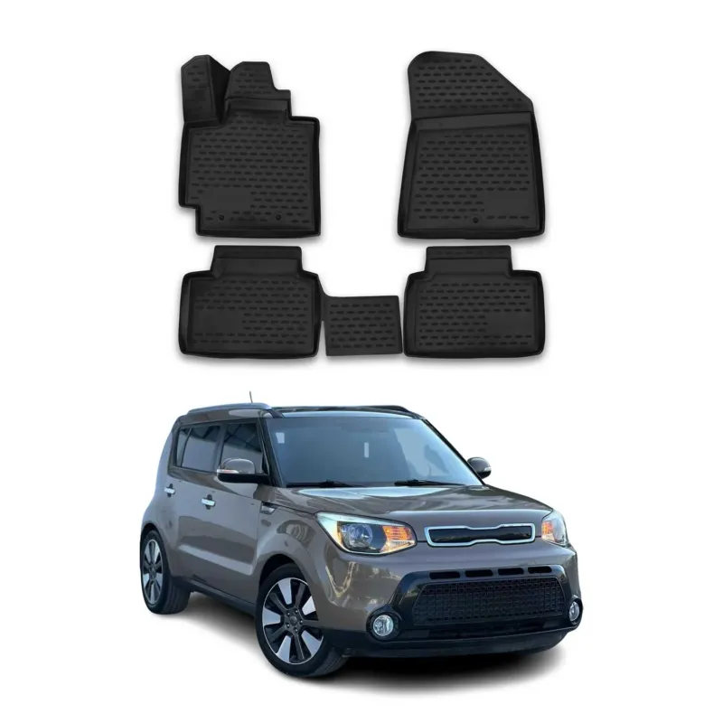 OMAC Gummimatten Fußmatten für Kia Soul II 2014-2019 TPE Automatten Schwarz 4tlg