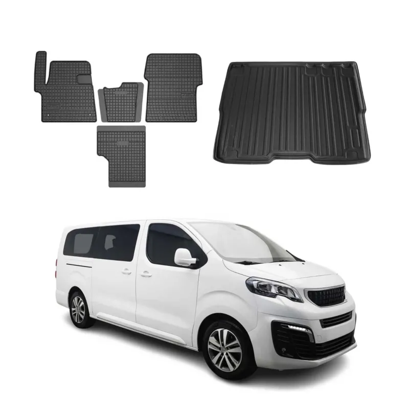 Fußmatten & Kofferraumwanne Set für Peugeot Expert Traveller 2016-2026 Gummi 5x