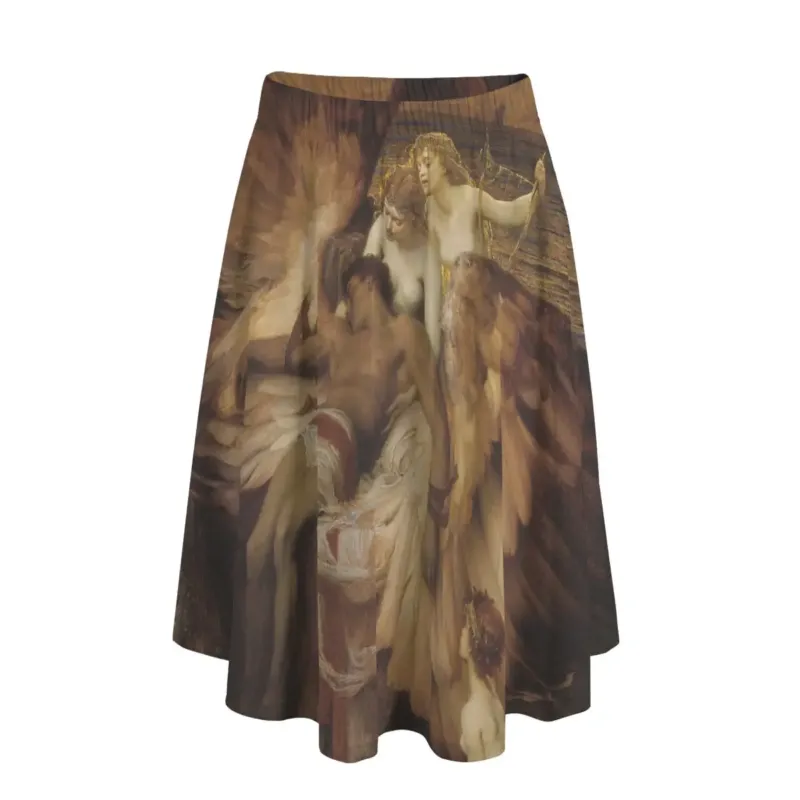 The Lament for Icarus long skirt front view with Draper mythological print